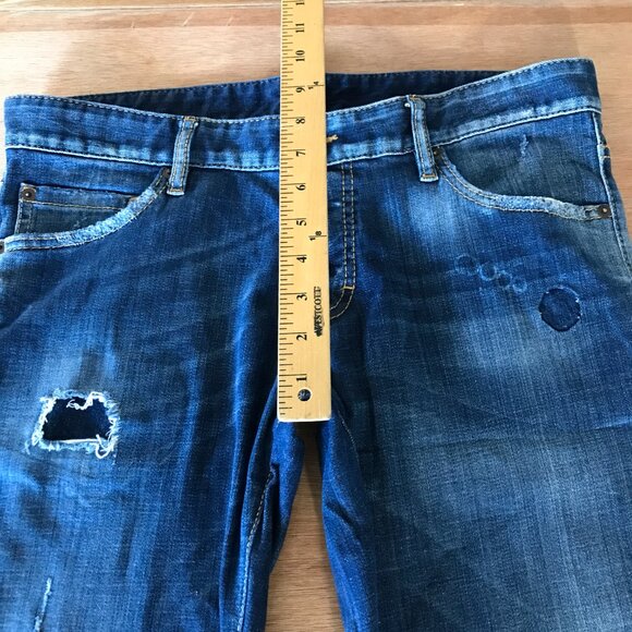 Dsquared2 Jeans Men 48 W32 Blue Low Rise Button Fly Distressed Selvedge Grunge - Picture 8 of 14
